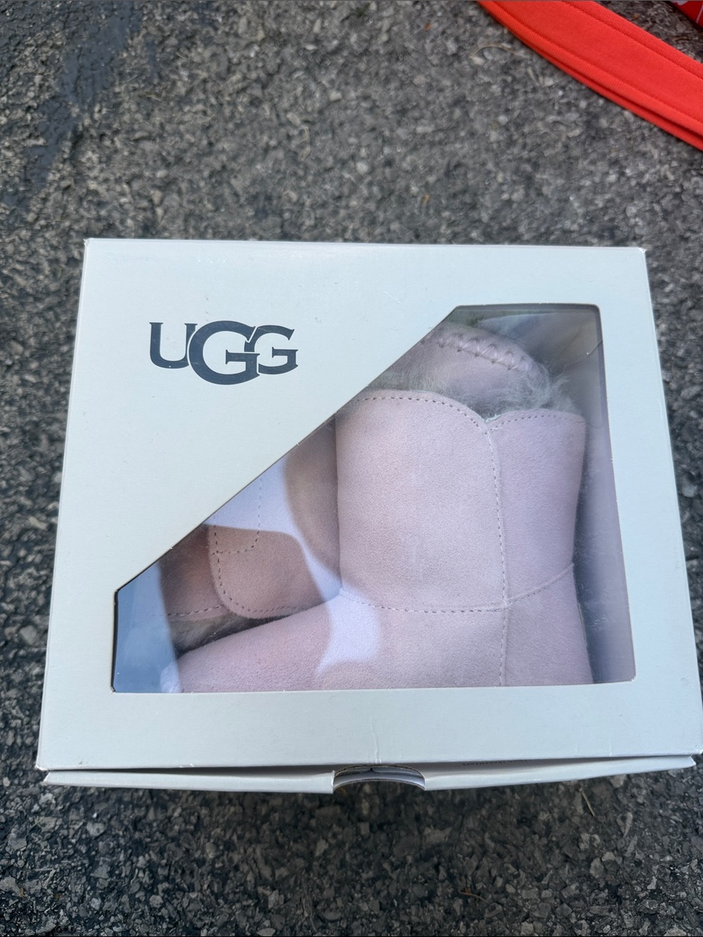 UGG Infant Suede Ankle Booties in Pale Pink